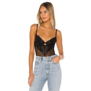 KAT THE LABEL Zephyr Bodysuit in Black Lace